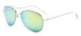 Angle of Poseidon #2176 in Silver Frame with Green/Yellow Mirrored Lenses, Women's and Men's Aviator Sunglasses