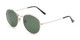 Angle of Palmer #2197 in Gold Frame with Green Lenses, Women's and Men's Round Sunglasses