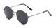 Angle of Palmer #2197 in Grey Frame with Grey Lenses, Women's and Men's Round Sunglasses