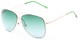 Angle of Scoresby #2268 in Gold/Green Frame with Green Gradient Lenses, Women's and Men's Aviator Sunglasses