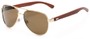Angle of Fairfield #2566 in Gold/Brown Frame with Amber Lenses, Women's and Men's Aviator Sunglasses