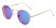 Angle of Haven #2575 in White/Gold Frame with Blue/Purple Mirrored Lenses, Women's and Men's Round Sunglasses