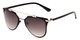 Angle of Katy #2509 in Black/Silver Frame with Smoke Gradient Lenses, Women's Aviator Sunglasses