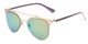 Angle of Katy #2509 in Rose Gold/Purple Frame with Green/Blue Mirrored Lenses, Women's Aviator Sunglasses