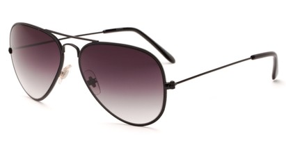Angle of Carson #2595 in Black Frame with Smoke Gradient Lenses, Women's and Men's Aviator Sunglasses