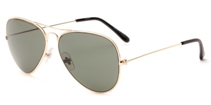 Angle of Carson #2595 in Gold Frame with Green Lenses, Women's and Men's Aviator Sunglasses
