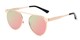 Angle of Bailey #25122 in Rose Gold Frame with Pink/Green Mirrored Lenses, Women's Round Sunglasses