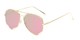 Angle of Emery #25127 in Glossy Gold Frame with Pink/Green Mirrored Lenses, Women's Aviator Sunglasses