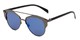 Angle of Cameron #25146 in Grey Frame with Blue Mirrored Lenses, Women's and Men's Aviator Sunglasses