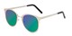 Angle of Madison #25147 in Silver/Gold Frame with Green/Purple Mirrored Lenses, Women's Round Sunglasses