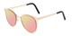 Angle of Madison #25147 in Gold Frame with Pink/Green Mirrored Lenses, Women's Round Sunglasses