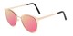 Angle of Madison #25147 in Rose Gold Frame with Pink/Yellow Mirrored Lenses, Women's Round Sunglasses