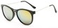 Angle of Winthrop #2642 in Glossy Black Frame with Yellow Mirrored Lenses, Women's Round Sunglasses