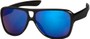 Angle of SW Mirrored Aviator Style #9166 in Glossy Black Frame with Blue Mirrored Lenses, Women's and Men's  
