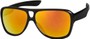 Angle of SW Mirrored Aviator Style #9166 in Glossy Black Frame with Orange Mirrored Lenses, Women's and Men's  