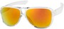 Angle of SW Mirrored Aviator Style #9166 in Clear Grey Frame with Orange Mirrored Lenses, Women's and Men's  