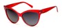 Angle of Andorra #9890 in Red Frame with Smoke Lenses, Women's Cat Eye Sunglasses
