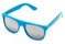 Angle of SW Retro Mirrored Style #2819 in Blue Frame with Silver Lenses, Women's and Men's Retro Square Sunglasses