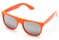 Angle of SW Retro Mirrored Style #2819 in Orange Frame with Silver Lenses, Women's and Men's Retro Square Sunglasses