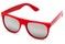 Angle of SW Retro Mirrored Style #2819 in Red Frame with Silver Lenses, Women's and Men's Retro Square Sunglasses