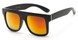 Angle of SW Mirrored Style #2822 in Black Frame with Red/Orange Mirrored Lenses, Women's and Men's  