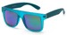 Angle of SW Mirrored Style #2822 in Blue Frame with Blue/Green Mirrored Lenses, Women's and Men's  