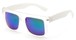 Angle of SW Mirrored Style #2822 in Clear/White Frame with Blue/Green Mirrored Lenses, Women's and Men's  