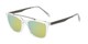 Angle of Clay #28850 in Clear Frame with Yellow/Blue Mirrored Lenses, Women's and Men's Retro Square Sunglasses