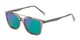 Angle of Clay #28850 in Clear Grey Frame with Green/Purple Lenses, Women's and Men's Retro Square Sunglasses