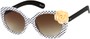 Angle of SW Polka Dot Style #865 in White Frame/Peach Flower with Amber Lenses, Women's and Men's  