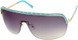 Angle of SW Shield Style #226 in Blue and Gold Frame with Smoke Lenses, Women's and Men's  