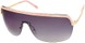 Angle of SW Shield Style #226 in Pink and Gold Frame with Smoke Lenses, Women's and Men's  