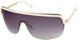 Angle of SW Shield Style #226 in White and Gold Frame with Smoke Lenses, Women's and Men's  