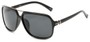 Angle of Flathead #3055 in Glossy Black Frame with Grey Lenses, Women's and Men's Aviator Sunglasses