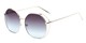 Angle of Perry #3126 in Silver Frame with Blue Lenses, Women's Round Sunglasses