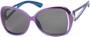 Angle of Uptown #1392 in Purple/Blue Frame with Grey Lenses, Women's Round Sunglasses