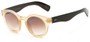 Angle of Ventura #3754 in Clear/Tan Frame with Amber Lenses, Women's Round Sunglasses