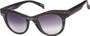 Angle of SW Wood-Look Cat Eye Style #552 in Black Frame with Smoke Lenses, Women's and Men's  
