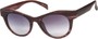 Angle of SW Wood-Look Cat Eye Style #552 in Red Frame with Smoke Lenses, Women's and Men's  