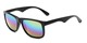 Angle of Pierce #3809 in Matte Black Frame with Rainbow Mirrored Lenses, Women's and Men's Retro Square Sunglasses