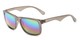 Angle of Pierce #3809 in Matte Grey Frame with Rainbow Mirrored Lenses, Women's and Men's Retro Square Sunglasses
