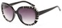 Angle of Calaveras #3817 in Black/Clear Frame with Smoke Lenses, Women's Round Sunglasses
