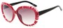Angle of Calaveras #3817 in Red/Black Frame with Rose Lenses, Women's Round Sunglasses