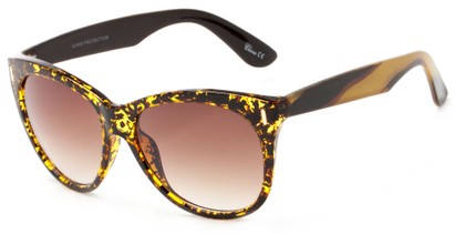 Angle of Teton #3820 in Tortoise/Yellow Frame with Amber Lenses, Women's Cat Eye Sunglasses