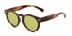 Angle of Bayview #3847 in Matte Tortoise Frame with Yellow/Green Mirrored Lenses, Women's and Men's Round Sunglasses