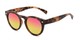 Angle of Bayview #3847 in Matte Tortoise Frame with Pink/Yellow Mirrored Lenses, Women's and Men's Round Sunglasses