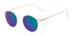 Angle of Bahama #3851 in Frosted Clear Frame with Green/Purple Mirrored Lenses, Women's and Men's Round Sunglasses
