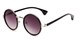 Angle of Sicily #3852 in Black/Silver Frame with Smoke Lenses, Women's Round Sunglasses