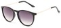 Angle of Cunningham #3857 in Glossy Black Frame with Smoke Lenses, Women's and Men's Round Sunglasses