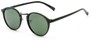 Angle of Orchard #3668 in Black Frame with Green Lenses, Women's and Men's Round Sunglasses